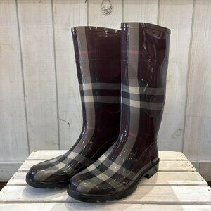 Burberry Nova Check Rubber Rain Boots - Size 38